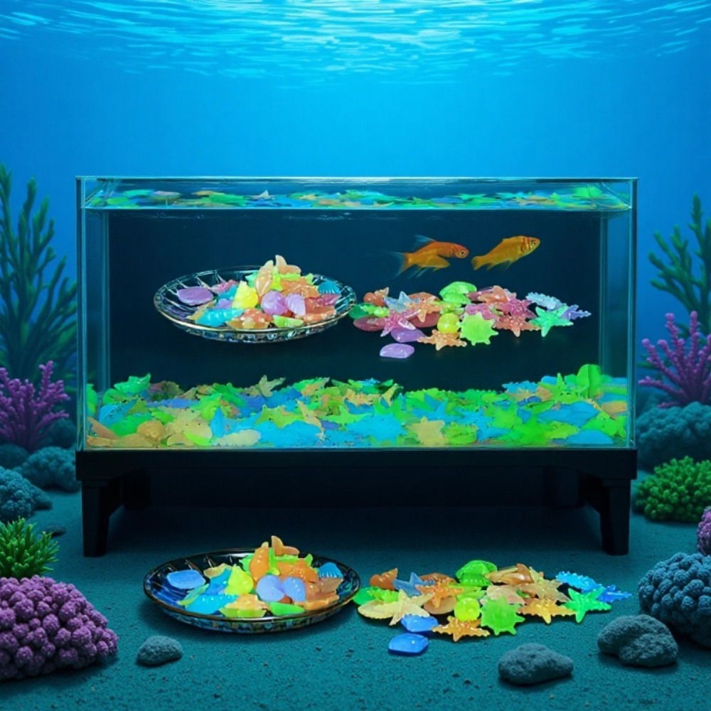 Aquarium Fish Land - Leuchtende Ozeansteine, fluoreszierende Muscheln, bunte Seesterne