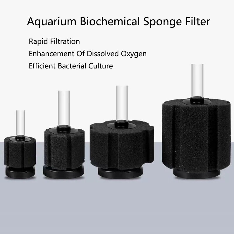 Aquarium Fish Black - Schwarzer Schwammfilter für Aquarien, Luftpumpe, Skimmer,