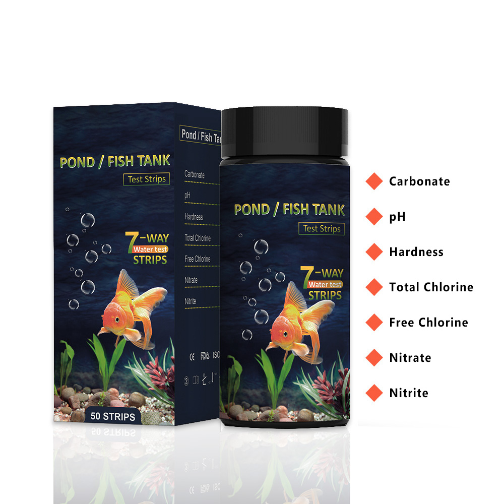 Aquarium Fish Freshwater - 7-in-1-Aquarium-Teststreifen, 50 Streifen, Test der Wasserqualität