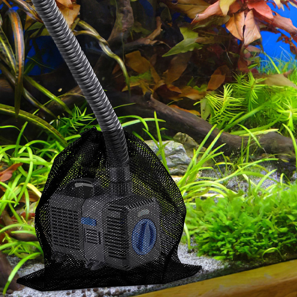 Aquarium Fish Accessories - 4er-Set Hochleistungs-Polyester-Netzfilterbeutel mit Kordelzug für Teich-