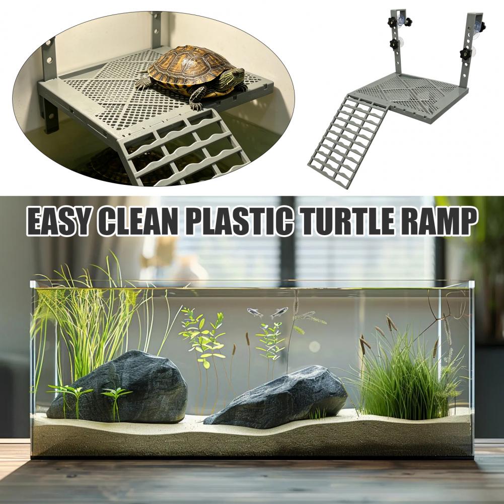 Aquarium Fish Land - Aquarium-Dekoration: Feste Hängende Schildkröten-Abstehplattform mit Saugnäpfen,