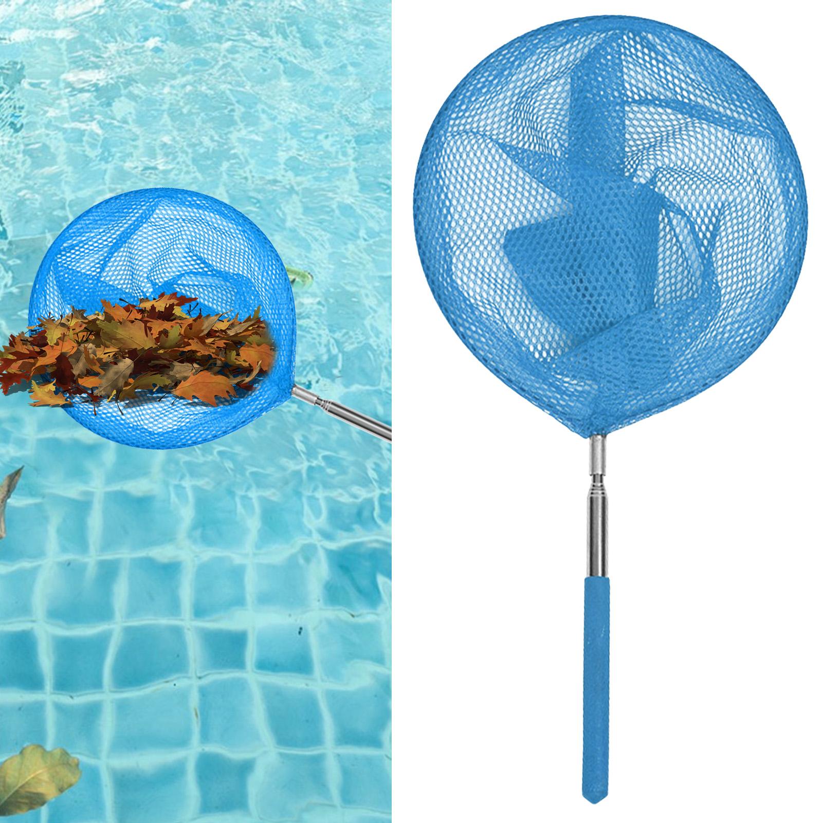 Aquarium Fishing - Pool-Skimmer-Netz mit Teleskopstange, Edelstahl-Fischernetz, Kinder-Schmetterlingsnetz für